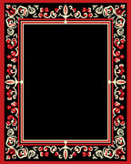 Bold Red and Cream Floral Border Rug