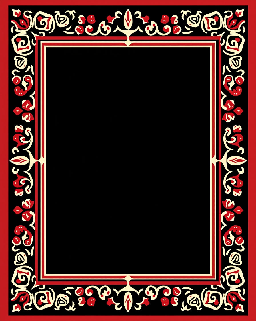 Bold Red and Cream Floral Border Rug