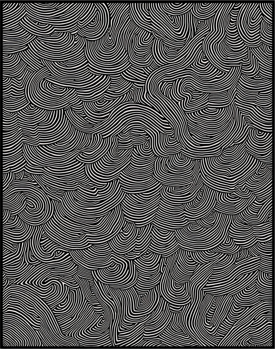 Black White Abstract Line Design Rug