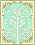 Elegant Mint Gold Tree Pattern Rug
