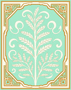 Elegant Mint Gold Tree Pattern Rug