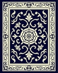 Naval Cream Intricate Scrollwork Pattern Rug