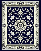 Naval Cream Intricate Scrollwork Pattern Rug