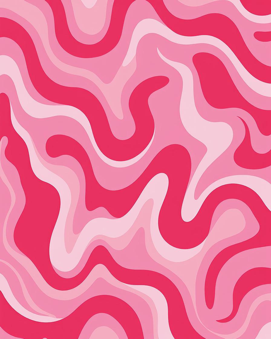 Abstract Pink Swirl Waves Design Rug