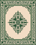 Vintage Green Floral Frame Rug