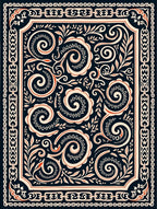 Ornate Swirls And Leafy Scrollwork Rug