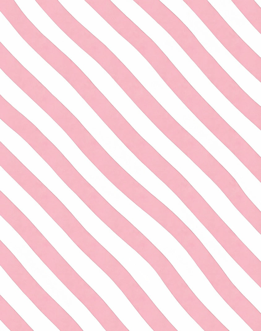 Pink and White Wavy Stripes Rug