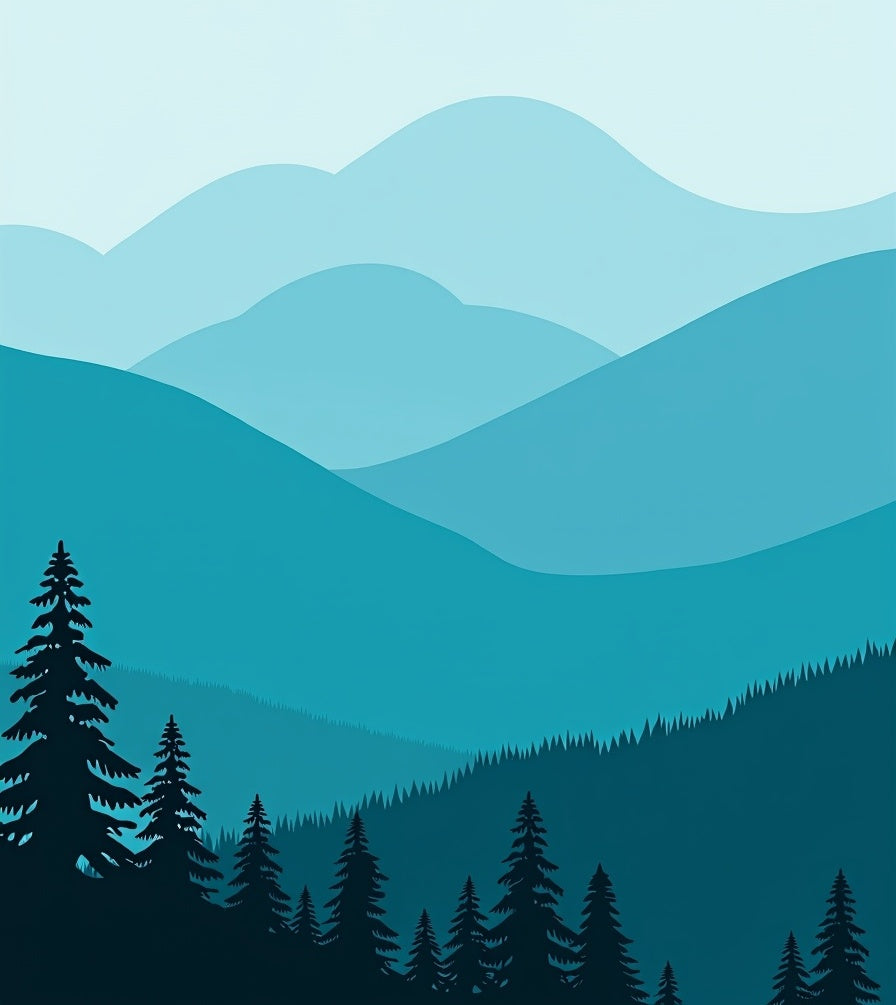 Layered Mountain Silhouette Woodland Vista Rug