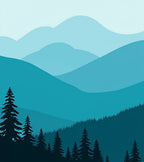 Layered Mountain Silhouette Woodland Vista Rug