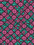 Pink Teal Floral Diamond Pattern Rug