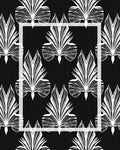 Art Deco Abstract Black White Leaf Scroll Rug