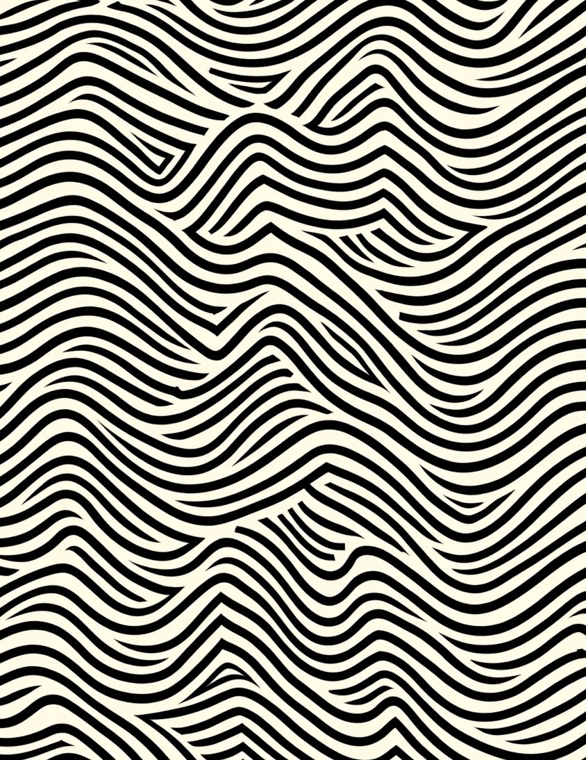 Modern Black And White Wave Pattern Rug