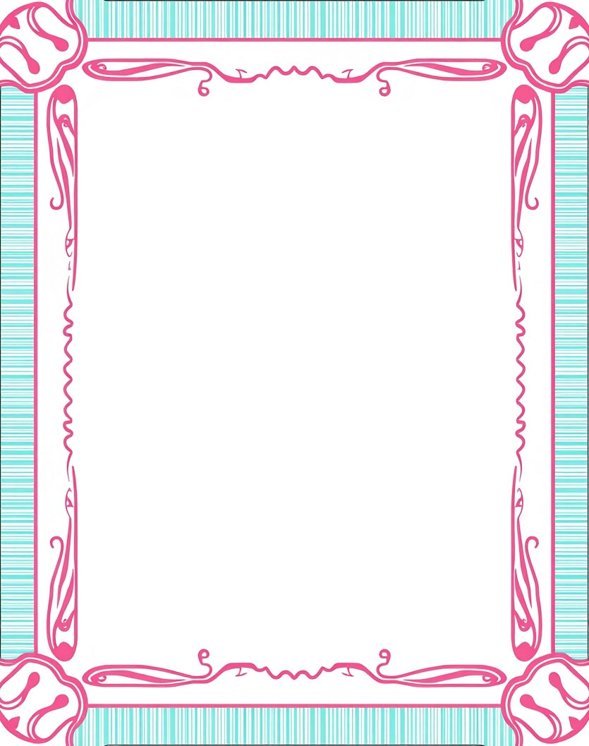 Pink And Teal Abstract Swirl Border Rug
