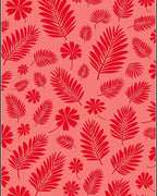Tropical Red Leaf Pattern Design Rug