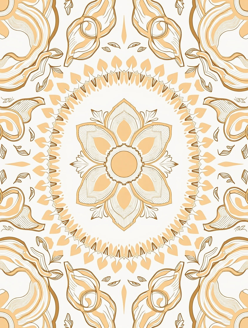 Golden Mandala Arabesque Pattern Rug