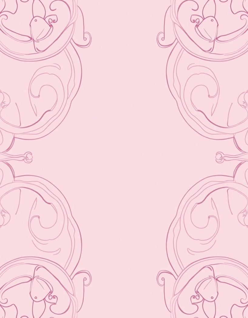 Pink Floral Swirl Line Art Rug