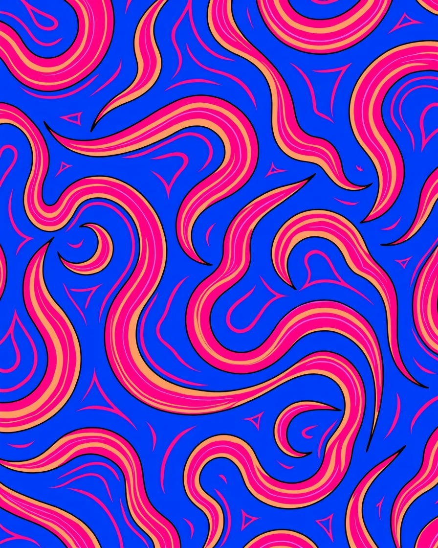 Bold Pink Yellow Swirl Pattern Rug