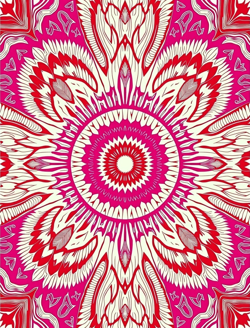 Vibrant Geometric Floral Mandala Design Rug