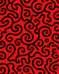 Bold Red Black Swirl Pattern Rug