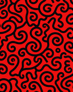 Bold Red Black Swirl Pattern Rug