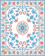 Floral Burst Leaf Swirls Design Rug