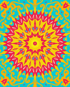 Radiant Sunburst Mandala Design With Swirls Rug