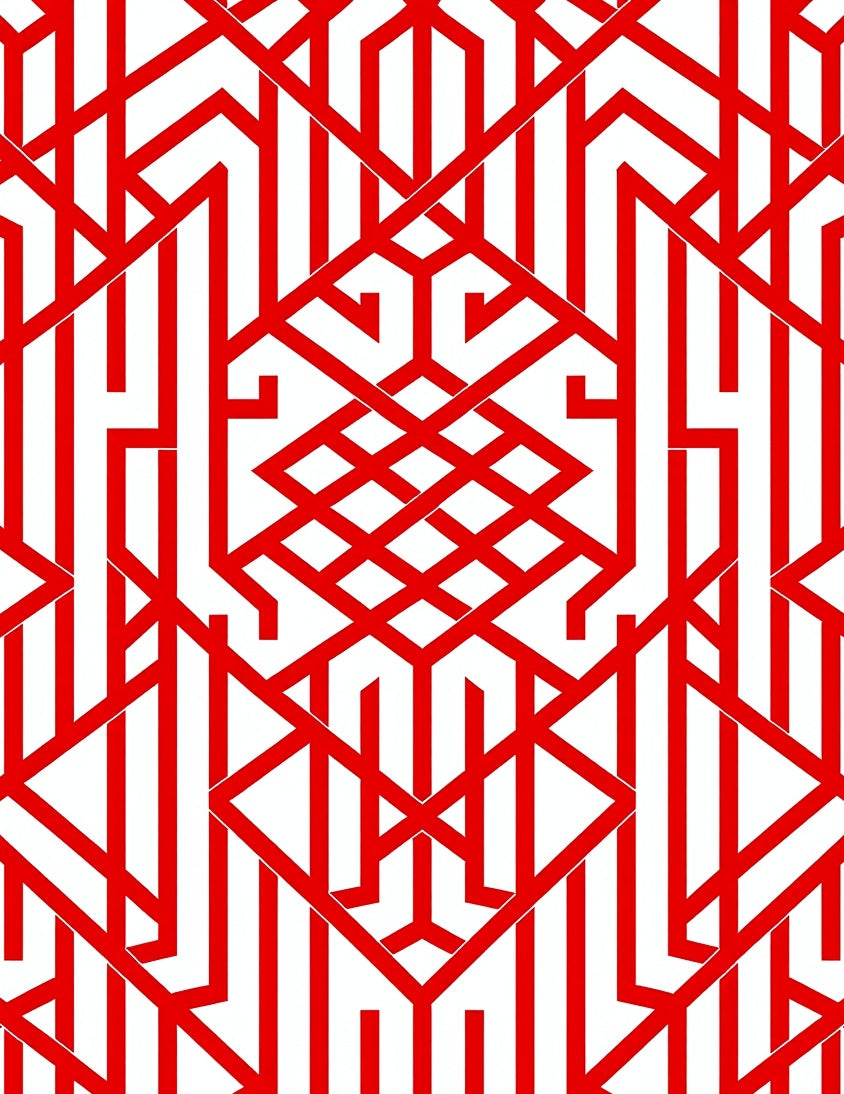 Red Abstract Geometric Pattern Rug