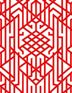Red Abstract Geometric Pattern Rug