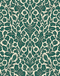 Emerald Green Scroll Floral Pattern Rug