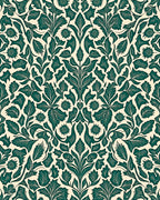 Emerald Green Scroll Floral Pattern Rug