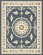Ornate Floral Medallion With Borders Rug