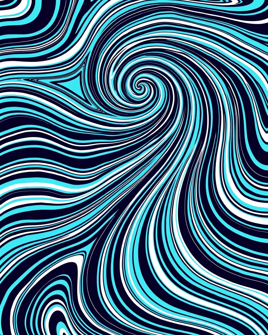 Dynamic Swirl Blue White Pattern Rug