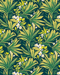 Green Yellow Tropical Floral Pattern Rug