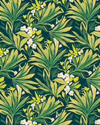 Green Yellow Tropical Floral Pattern Rug