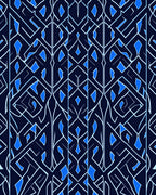 Dark Blue White Geometric Abstract Design Rug