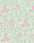 Whimsical Pink Flower Vine Pattern Rug