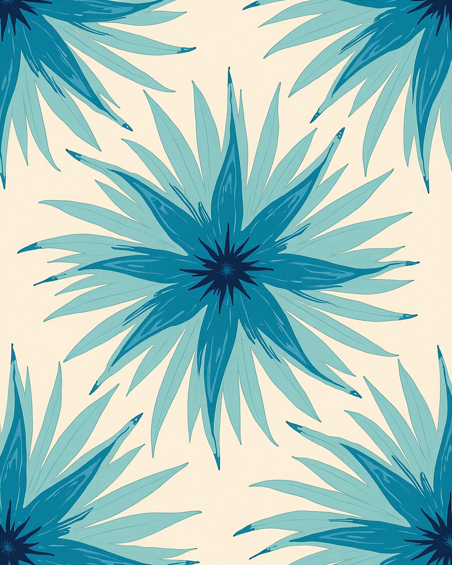 Petal Blue Floral Pattern Rug