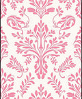 Ornate Pink Floral Damask Design Rug