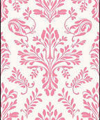 Ornate Pink Floral Damask Design Rug
