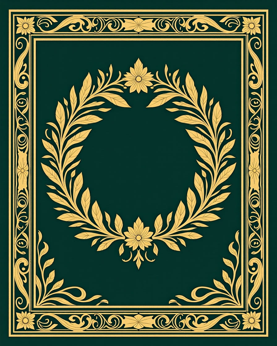 Classic Floral Wreath Border Design Rug