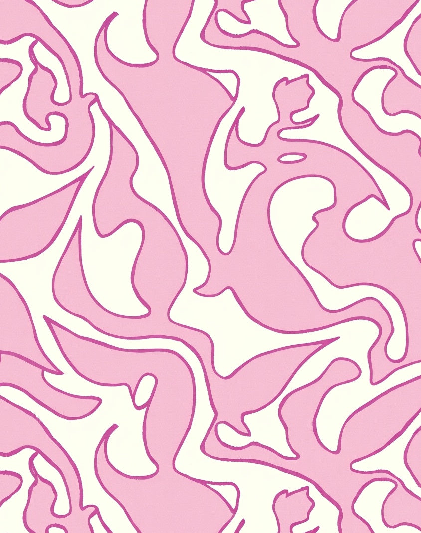 Pink Organic Swirl Pattern Rug