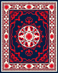 Classic Red Blue Floral Medallion Rug