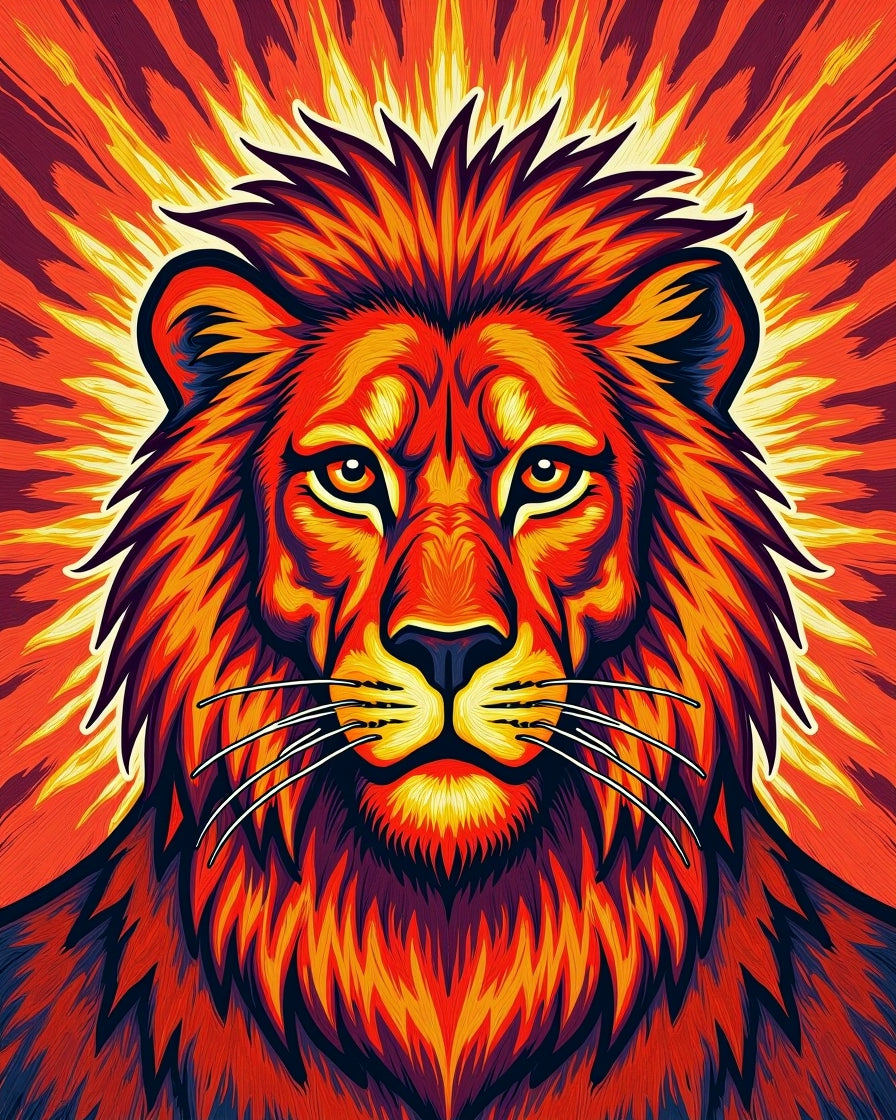 Fiery Lion Burst Pattern Rug