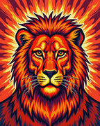 Fiery Lion Burst Pattern Rug