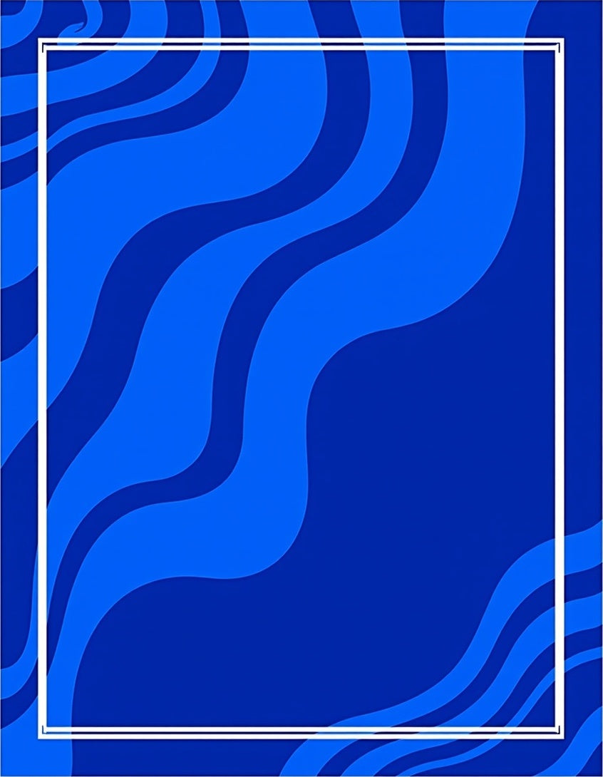 Deep Blue Wavy Border Pattern Rug