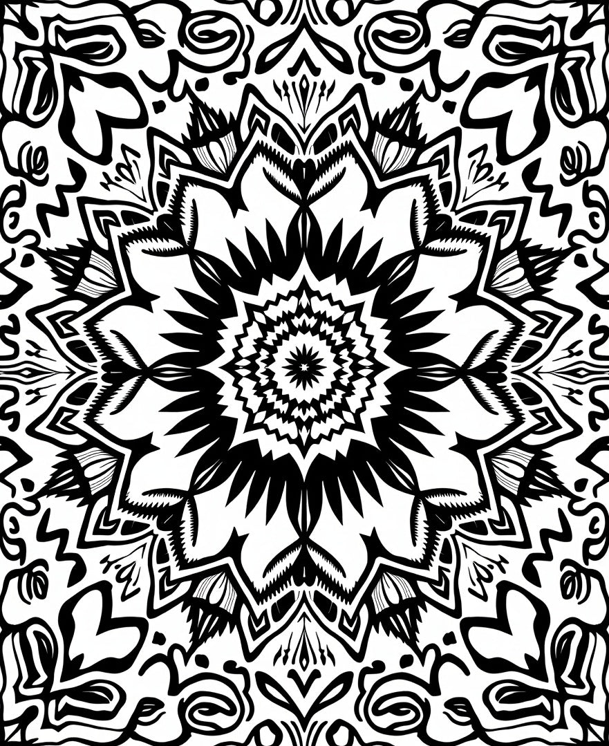 Geometric Floral Mandala Graphic Design Rug