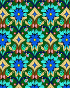 Emerald Green Blue Floral Peacock Medallion Rug