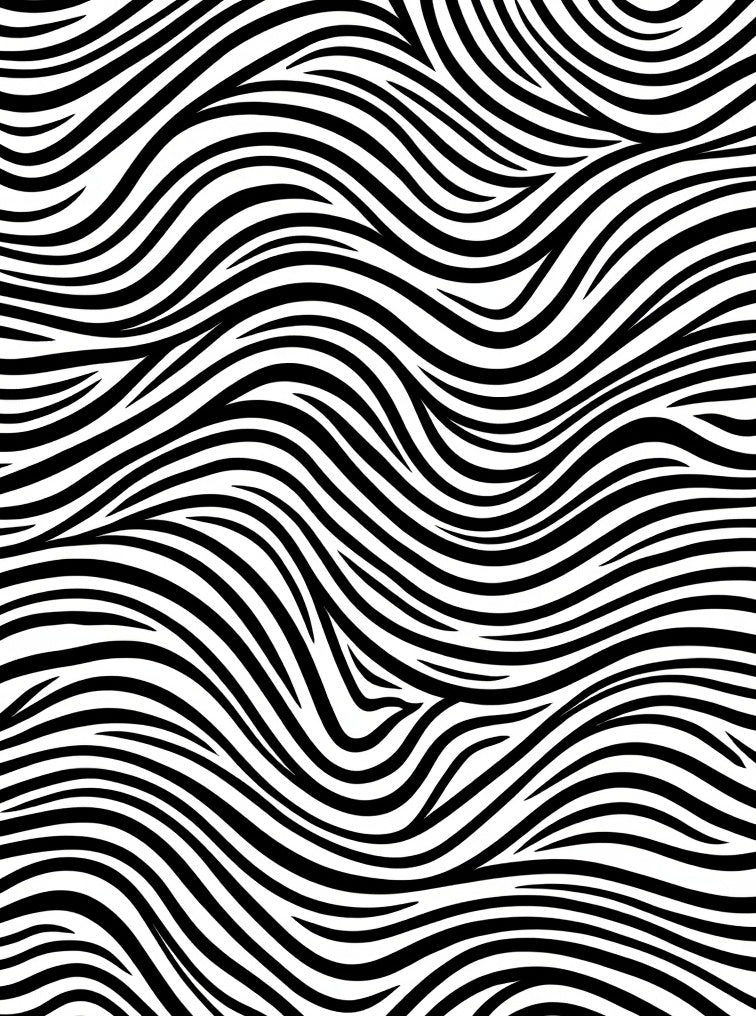 Bold Black White Wavy Stripes Rug