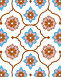 Orange Pink Blue Floral Pattern Rug