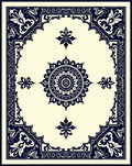 Elaborate Indigo Floral Medallion Rug
